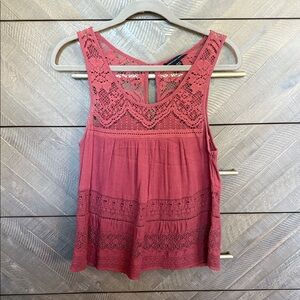American Eagle Outfitters Crochet Lace Tank Top - Pink